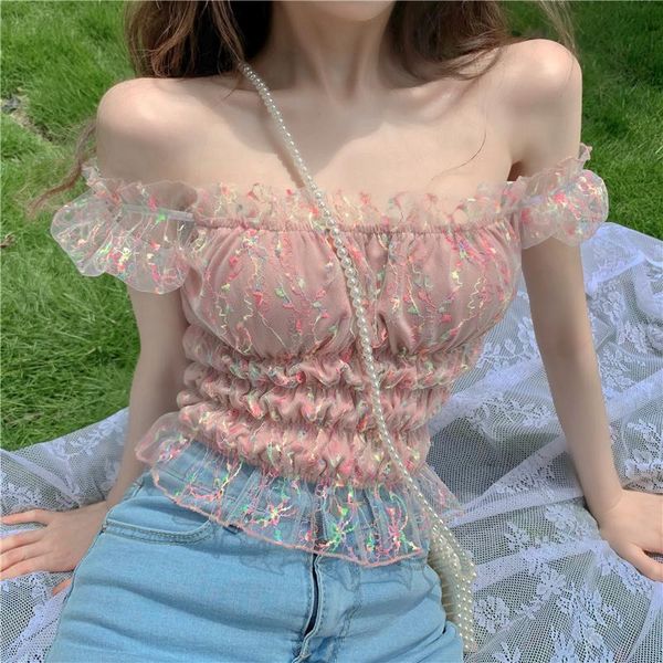 girls flower mesh blouses shirts tees female ruffles slash neck short puff sleeve fairy blouses for women dx6588, White
girls flower mesh blouses shirts tees female ruffles slash neck short puff sleeve fairy blouses for women dx6588, White
