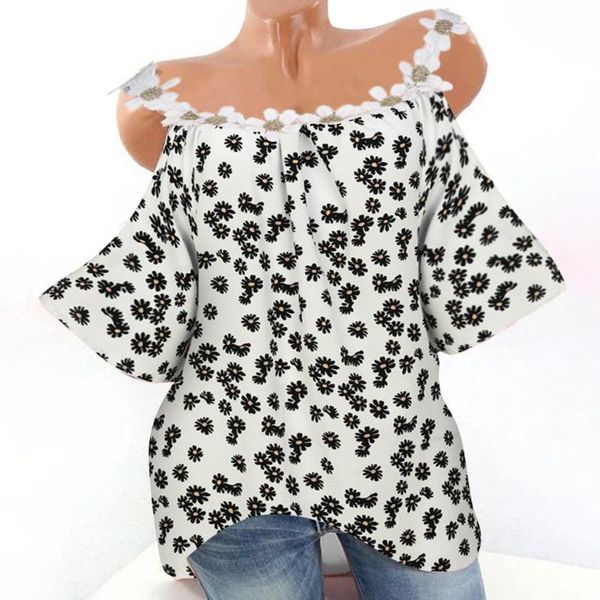 women's blouses & shirts women daisy printed t-shirt off shoulder girl applique collar flower strapless plus size blusas tee shirt, White
women's blouses & shirts women daisy printed t-shirt off shoulder girl applique collar flower strapless plus size blusas tee shirt, White