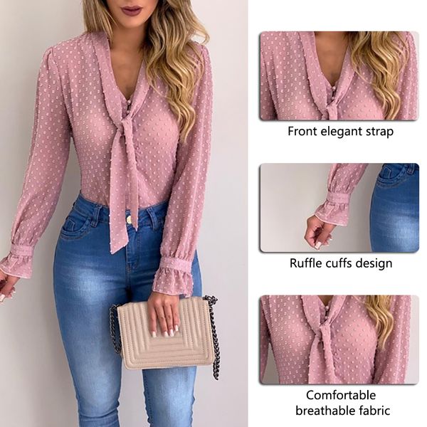 women new fashion elegant chiffon blouses long sleeve v-neck shirt office blouse slim casual female polka dot top, White
women new fashion elegant chiffon blouses long sleeve v-neck shirt office blouse slim casual female polka dot top, White