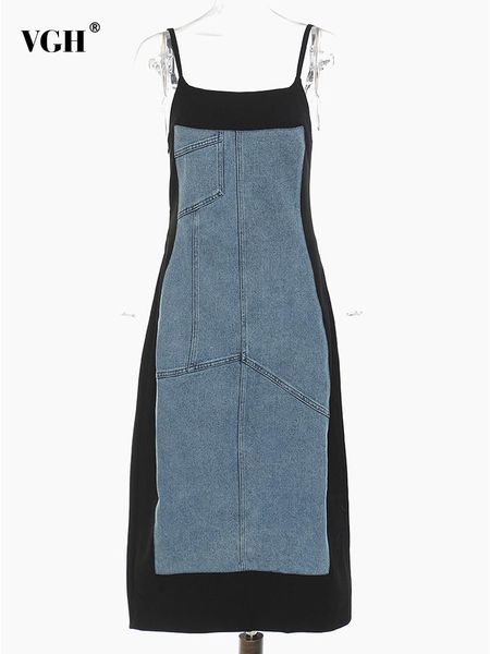 casual dresses vgh colorblock patchwork denim slim dress for women round neck sleeveless female 2021 autumn style fashion, Black;gray
casual dresses vgh colorblock patchwork denim slim dress for women round neck sleeveless female 2021 autumn style fashion, Black;gray
