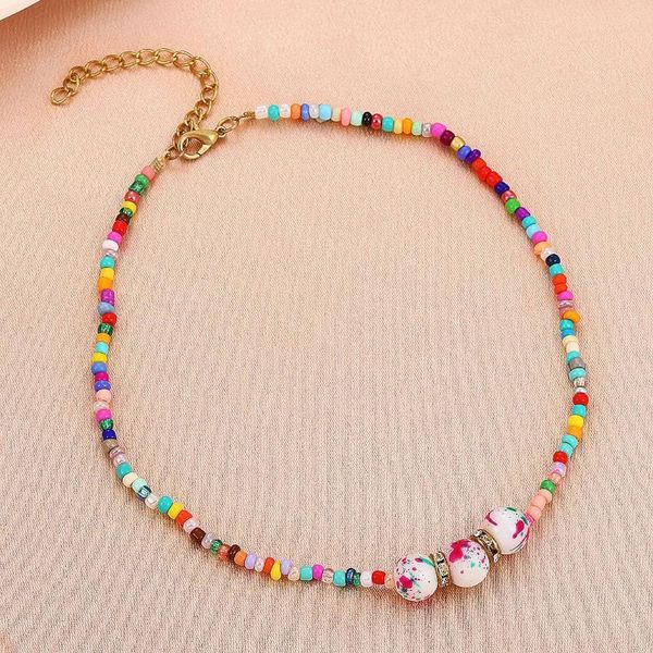 chains bohemia handmade colorful stone beads simple choker necklace women's fashion sweet romantic collar summer jewelry gift, Silver
chains bohemia handmade colorful stone beads simple choker necklace women's fashion sweet romantic collar summer jewelry gift, Silver