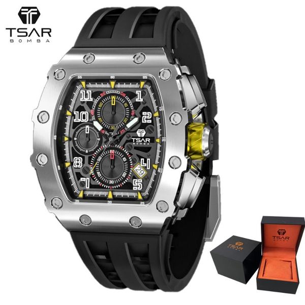 wristwatches tsar bomba mens watch black sport chronograph 50m waterproof tonneau wristwatch luxury gift quartz for men montre homme, Slivery;brown
wristwatches tsar bomba mens watch black sport chronograph 50m waterproof tonneau wristwatch luxury gift quartz for men montre homme, Slivery;brown