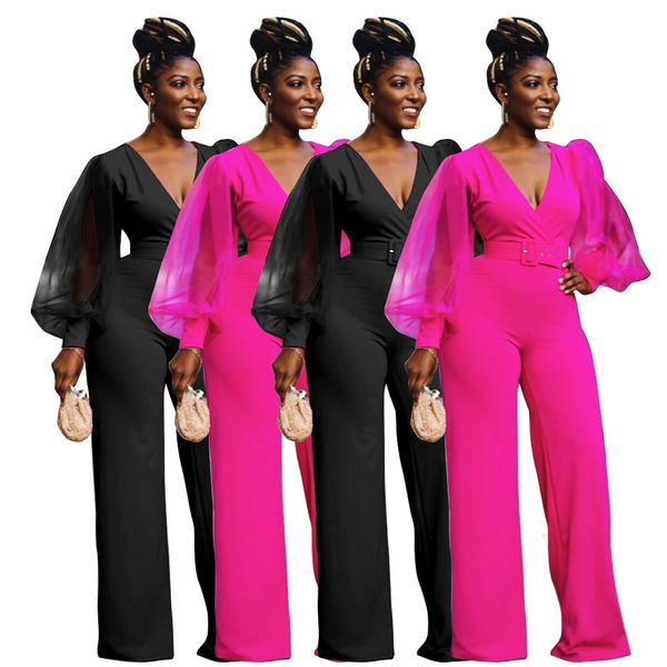 2021 new solid color deep v-neck lantern sleeves women jumpsuit autumn simple style fashion casual rompers with sashes sck8, Gray
2021 new solid color deep v-neck lantern sleeves women jumpsuit autumn simple style fashion casual rompers with sashes sck8, Gray