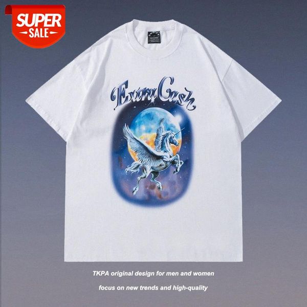 t shirt tide brand unicorn print short-sleeved men's and women's hip-hop loose street trend bottoming summer #jc0t, White;black
t shirt tide brand unicorn print short-sleeved men's and women's hip-hop loose street trend bottoming summer #jc0t, White;black