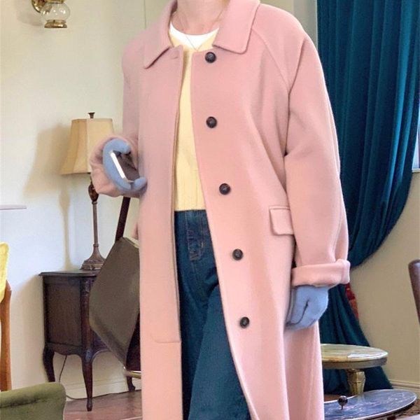 women's wool & blends autumn winter women chic lapel woolen blend coats full sleeve double breasted belted thicken female outwear jacke, Black
women's wool & blends autumn winter women chic lapel woolen blend coats full sleeve double breasted belted thicken female outwear jacke, Black