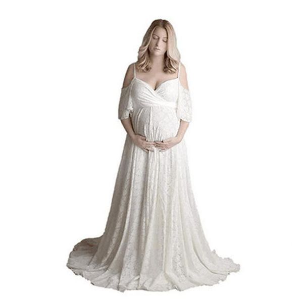 women's pregnant dress off shoulder sling trailing short sleeve lace po long skirt maternity dresses, White
women's pregnant dress off shoulder sling trailing short sleeve lace po long skirt maternity dresses, White
