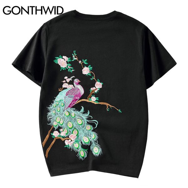 gonthwid tshirt hip hop casual streetwear men peacock flowers embroidery short sleeve cotton t-shirts harajuku fashion tees c0315, White;black
gonthwid tshirt hip hop casual streetwear men peacock flowers embroidery short sleeve cotton t-shirts harajuku fashion tees c0315, White;black