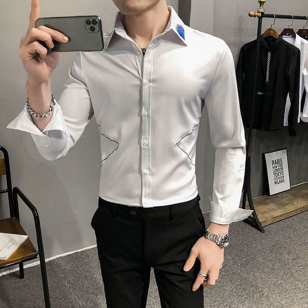 preto/branco simples new bordado colarinho masculino camisa manga longa moda magro ajuste clube/baile vestido blusas f4at, Black;brown
preto/branco simples new bordado colarinho masculino camisa manga longa moda magro ajuste clube/baile vestido blusas f4at, Black;brown