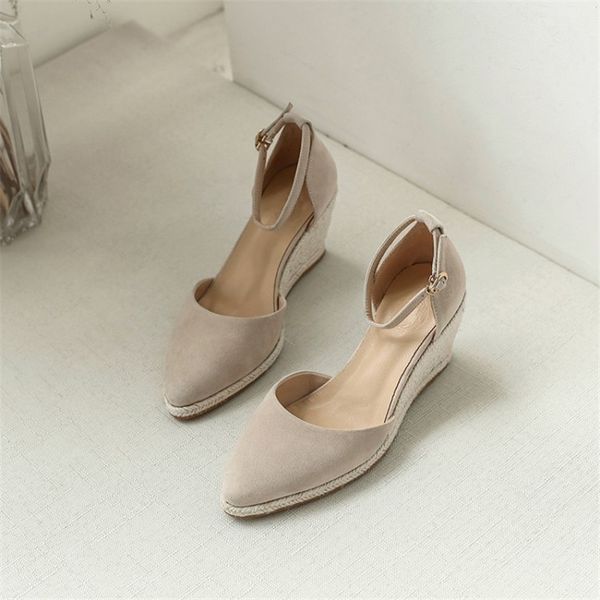 womens natural suede leather wedge pointed toe ankle strap summer sandals hemp7cm med heel comfortable pumps black casual shoes
womens natural suede leather wedge pointed toe ankle strap summer sandals hemp7cm med heel comfortable pumps black casual shoes