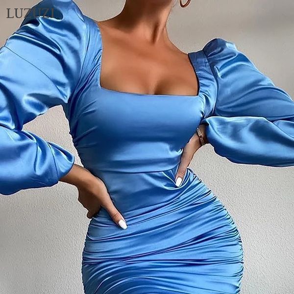 2021 new satin -sleeve ruched for women solid square collar mini party es ladies backless zip vestidos vabg, Black;gray
2021 new satin -sleeve ruched for women solid square collar mini party es ladies backless zip vestidos vabg, Black;gray