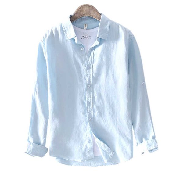 hemp shirt for men long sleeve casual 100% pure linen turn-down collar vintage solid color clothing 210601, White;black
hemp shirt for men long sleeve casual 100% pure linen turn-down collar vintage solid color clothing 210601, White;black