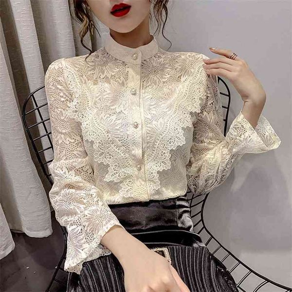 lady lace long-sleeved shirt women's autumn fashion hollow single breasted elegant casual blouse p024 210527, White
lady lace long-sleeved shirt women's autumn fashion hollow single breasted elegant casual blouse p024 210527, White