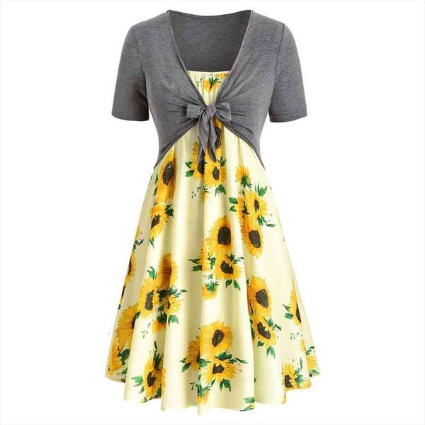 women sundress short sleeve bow knot bandage sunflower print mini dress suit dresses for women elegant robe femme, Black;gray
women sundress short sleeve bow knot bandage sunflower print mini dress suit dresses for women elegant robe femme, Black;gray