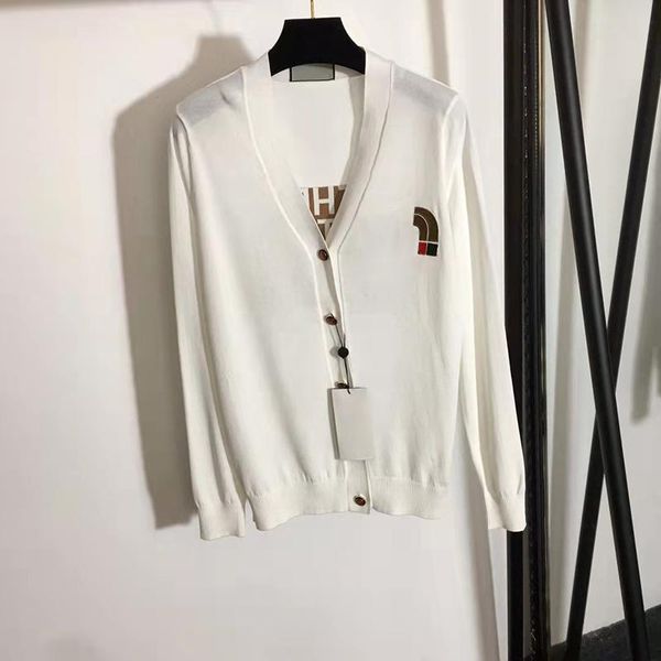 women's knits & tees brand letter knitwear long sleeve v-neck knit loose t-shirt spring and autumn, White
women's knits & tees brand letter knitwear long sleeve v-neck knit loose t-shirt spring and autumn, White