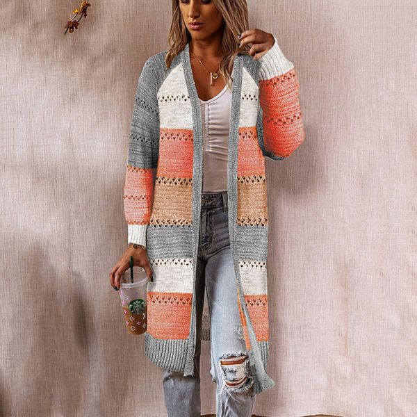 Women's cardigan hollow color matching knit color matching block fashion basic casual long-sleeved loose sweater cardigan autumn and winter, White;black
Women's cardigan hollow color matching knit color matching block fashion basic casual long-sleeved loose sweater cardigan autumn and winter, White;black