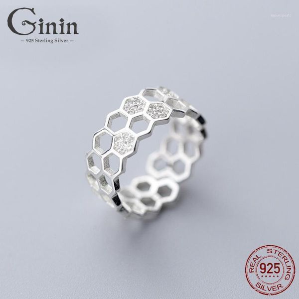 cluster rings ginin 925 sterling silver ring for women japanese and korean honeycomb hexagon hollow shiny zircon adjustable finger jewelry1, Golden;silver
cluster rings ginin 925 sterling silver ring for women japanese and korean honeycomb hexagon hollow shiny zircon adjustable finger jewelry1, Golden;silver