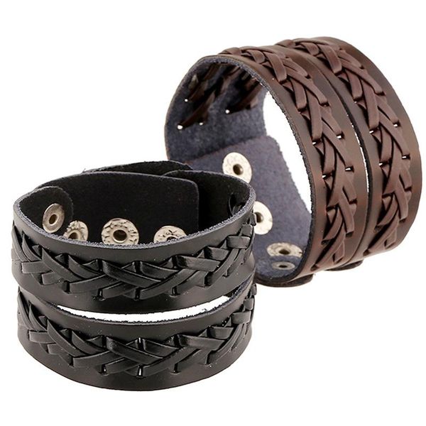 tennis braided genuine leather wide men bracelets black brown color double layer cuff wrap wristband with alloy clasp, Golden;silver
tennis braided genuine leather wide men bracelets black brown color double layer cuff wrap wristband with alloy clasp, Golden;silver
