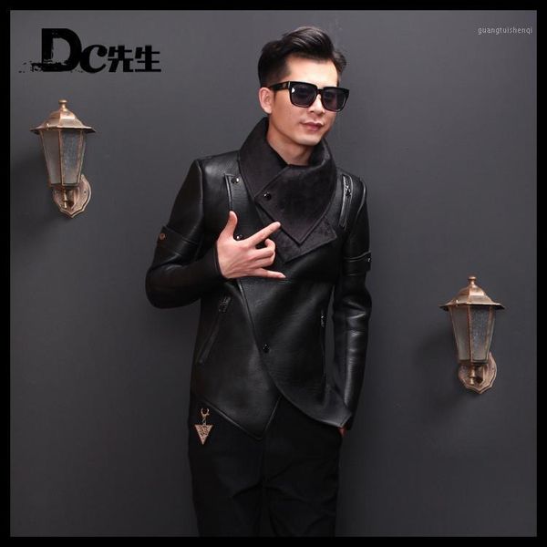 men's fur & faux 2021 motorcycle leather clothing short design long-sleeve slim outerwear jacket stage hip hop singer costumes, Black
men's fur & faux 2021 motorcycle leather clothing short design long-sleeve slim outerwear jacket stage hip hop singer costumes, Black