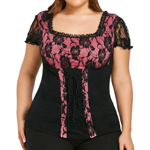 plus size womens blouse and lace patchwork square short sleeve casual lace up blusas for ladies femme shirts 5xl, White
plus size womens blouse and lace patchwork square short sleeve casual lace up blusas for ladies femme shirts 5xl, White