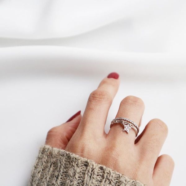 cluster rings authentic s925 sterling silver fine jewelry double rows /multi-layers star ring lady's j266, Golden;silver
cluster rings authentic s925 sterling silver fine jewelry double rows /multi-layers star ring lady's j266, Golden;silver
