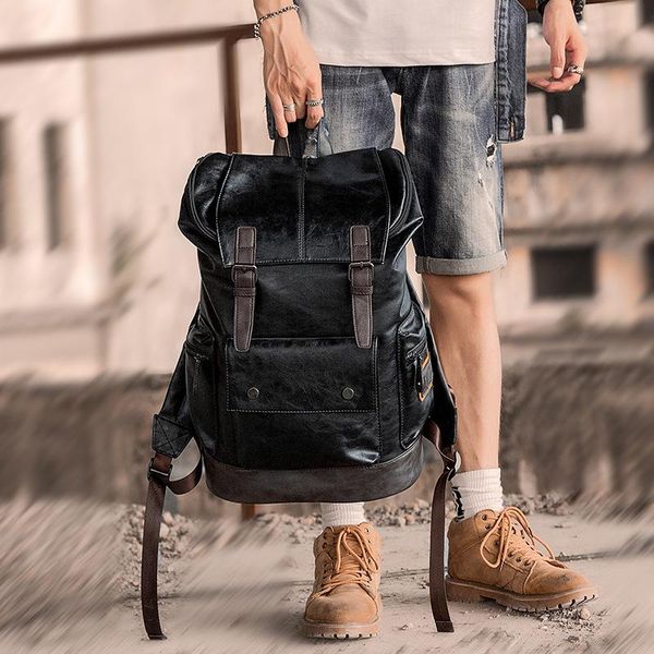 backpack black men leather pu waterproof lapfashion travel large bookbag school notebook college bags for man vintage book
backpack black men leather pu waterproof lapfashion travel large bookbag school notebook college bags for man vintage book