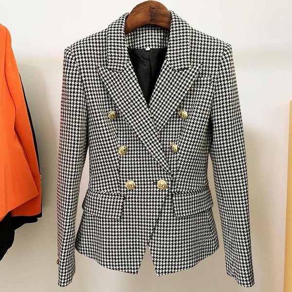 women's suits & blazers est 2021 designer jacket women's slim fit lion buttons double breasted tweed houndstooth blazer, White;black
women's suits & blazers est 2021 designer jacket women's slim fit lion buttons double breasted tweed houndstooth blazer, White;black