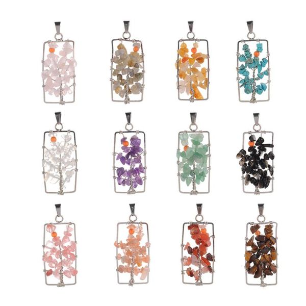 pendants tree of life handmade wire wrap rectangle pendant natural stone gem gravel amethysts aventurine tiger eye agates for necklace, Black
pendants tree of life handmade wire wrap rectangle pendant natural stone gem gravel amethysts aventurine tiger eye agates for necklace, Black