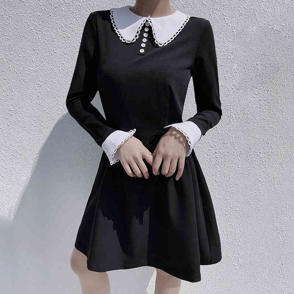 casual dresses gothic dress black women autumn a-line peter pan collar slim waist street fashion elegant retro preppy goth winter m3bc, Black;gray
casual dresses gothic dress black women autumn a-line peter pan collar slim waist street fashion elegant retro preppy goth winter m3bc, Black;gray