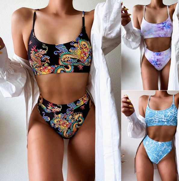 women's swimwear three colors high waist two piece polyester bikini ladies printed swimsuit, White;black
women's swimwear three colors high waist two piece polyester bikini ladies printed swimsuit, White;black