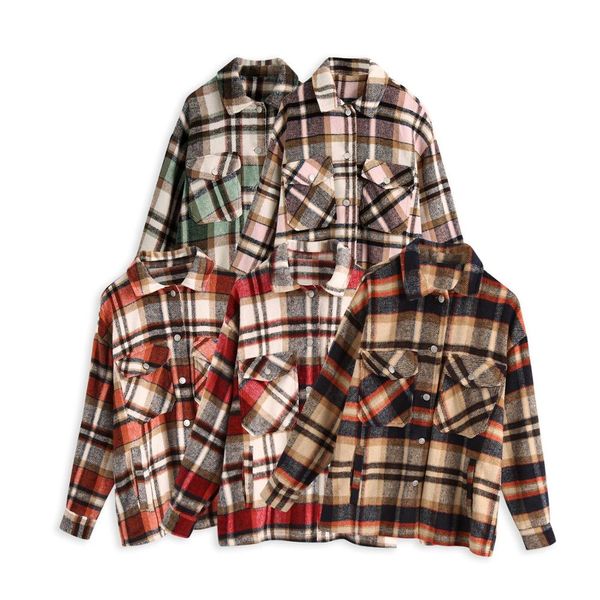 stylish gingham plaid woolen shirt jackets warm women fashion pockets turn-down collar cute girls chic check coat streetwear, Black;brown
stylish gingham plaid woolen shirt jackets warm women fashion pockets turn-down collar cute girls chic check coat streetwear, Black;brown