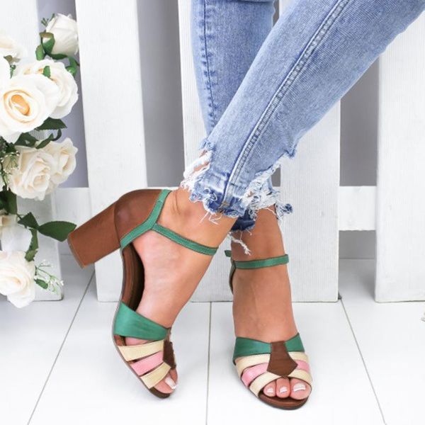 dress shoes women sandals fashion casual mixed colors open toe high heel square summer female soft beach c50#, Black
dress shoes women sandals fashion casual mixed colors open toe high heel square summer female soft beach c50#, Black