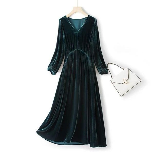 plus size dresses autumn women 2021 casual loose velvet dress vintage v-neck long party ruffles vestidos green 10 colors l-6xl, Black
plus size dresses autumn women 2021 casual loose velvet dress vintage v-neck long party ruffles vestidos green 10 colors l-6xl, Black