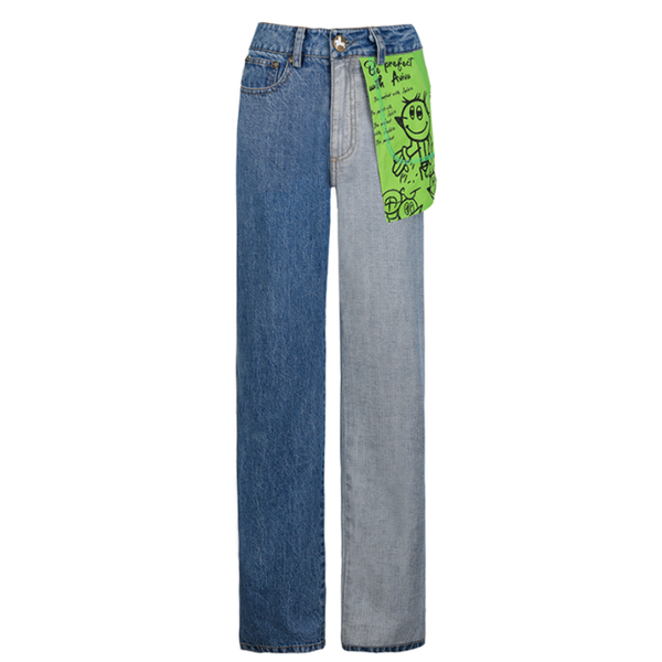 women's jeans ab face stitching high waist women 2021 spring autumn straight loose trousers, Blue
women's jeans ab face stitching high waist women 2021 spring autumn straight loose trousers, Blue