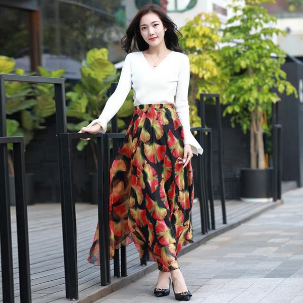 skirts 2021 summer chiffon vintage floral print floor length bohemia maxi skirt holiday beach plus size long bottom, Black
skirts 2021 summer chiffon vintage floral print floor length bohemia maxi skirt holiday beach plus size long bottom, Black