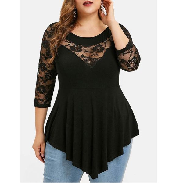 plus size summer fashion lace blouse casual ladies solid irregular tee female women's 3/4 sleeve shirt blusas #t2g, White
plus size summer fashion lace blouse casual ladies solid irregular tee female women's 3/4 sleeve shirt blusas #t2g, White