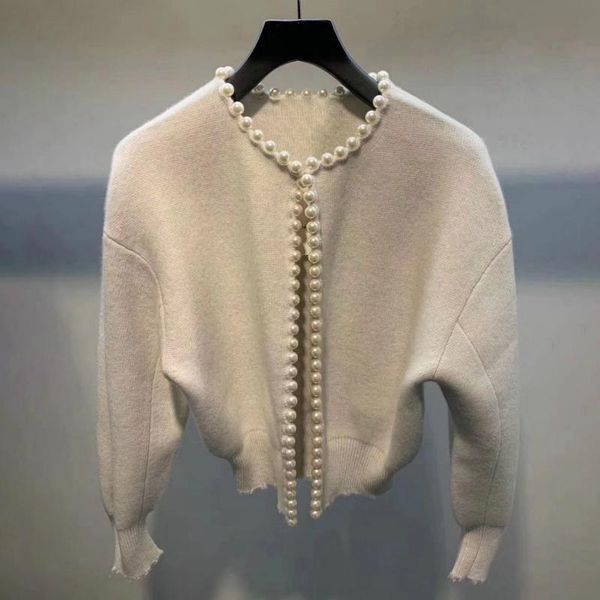 women's knits & tees 2021 women pearl sweater casual v-neck long sleeve fashion beaded decoration elegant knit cardigan female, White
women's knits & tees 2021 women pearl sweater casual v-neck long sleeve fashion beaded decoration elegant knit cardigan female, White
