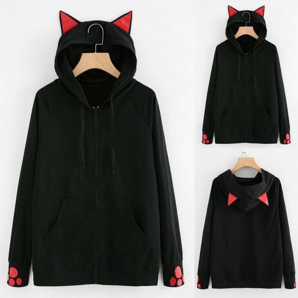 women's hoodies & sweatshirts cat hooded sweatshirt women casual solid hoodie long sleeve zipper pocket shirt teen girls thin jackets b, Black
women's hoodies & sweatshirts cat hooded sweatshirt women casual solid hoodie long sleeve zipper pocket shirt teen girls thin jackets b, Black