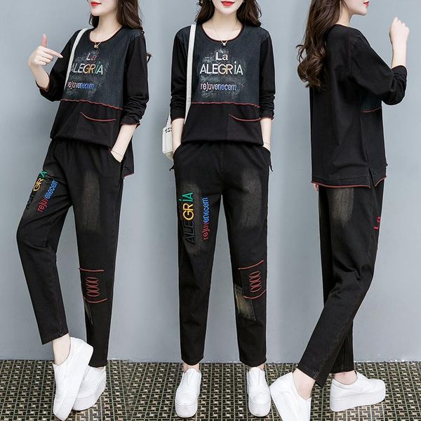women's tracksuits 2021 spring plus size loose letters embroidered cotton +pants suits female vintage large two-piece sets, Gray
women's tracksuits 2021 spring plus size loose letters embroidered cotton +pants suits female vintage large two-piece sets, Gray