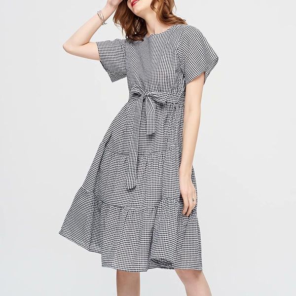 casual dresses 2021 spring autumn women plaid dress lace up bow o-neck short sleeve high waist with belt, Black;gray
casual dresses 2021 spring autumn women plaid dress lace up bow o-neck short sleeve high waist with belt, Black;gray