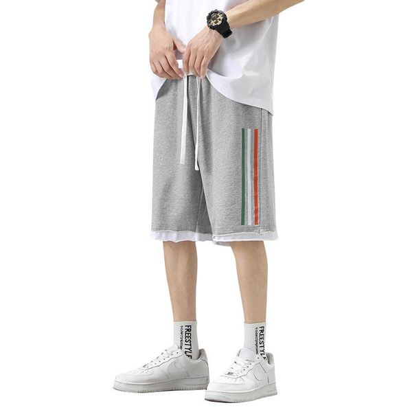 men's shorts casual summer japanese fashion colorful striped capris youth fake two piece pants trend, White;black
men's shorts casual summer japanese fashion colorful striped capris youth fake two piece pants trend, White;black