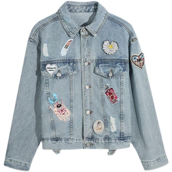 women's jackets women denim autumn 2021 short hole fashion label design street cowboy coat loose vintage clothing basic outwear, Black;brown
women's jackets women denim autumn 2021 short hole fashion label design street cowboy coat loose vintage clothing basic outwear, Black;brown