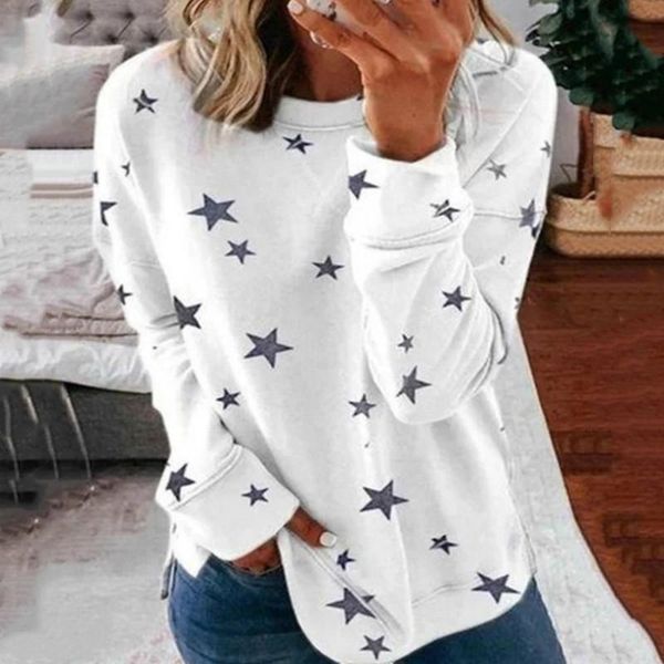 women's t-shirt loose casual fashion spring long sleeve pullovers ladies clothing print star o-neck soft cozy female, White
women's t-shirt loose casual fashion spring long sleeve pullovers ladies clothing print star o-neck soft cozy female, White