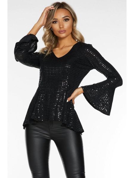 women's t-shirt adfvat black flare long sleeve elegant lady women deep v neck slim fit sequines tee hn363, White
women's t-shirt adfvat black flare long sleeve elegant lady women deep v neck slim fit sequines tee hn363, White