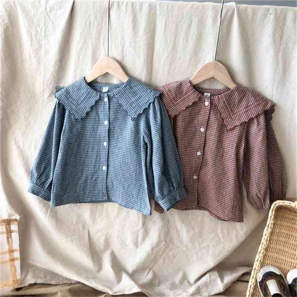 spring arrival girls long sleeve plaid blouses kids korean design clothing 210528, White;black
spring arrival girls long sleeve plaid blouses kids korean design clothing 210528, White;black