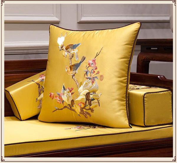 new minimalist chinese embroidery flower cushion cove bird flower