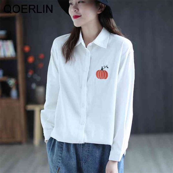 large size literary cotton linen pumpkin embroidery shirt spring retro loose casual long sleeve oversized blouse 210601, White
large size literary cotton linen pumpkin embroidery shirt spring retro loose casual long sleeve oversized blouse 210601, White