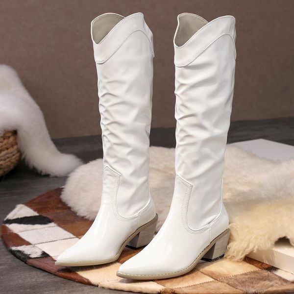 boots 2021 winter fashion women low high heels zippers patent leather mid-calf knee pointed toe white red long shoes, Black
boots 2021 winter fashion women low high heels zippers patent leather mid-calf knee pointed toe white red long shoes, Black