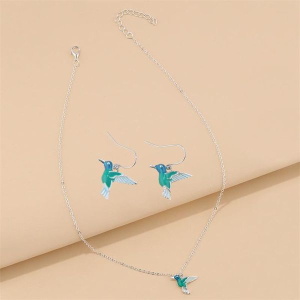 chains trend green dripping oil bird necklace stack wind peace dove earrings creative retro personality simple women's jewelry, Silver
chains trend green dripping oil bird necklace stack wind peace dove earrings creative retro personality simple women's jewelry, Silver