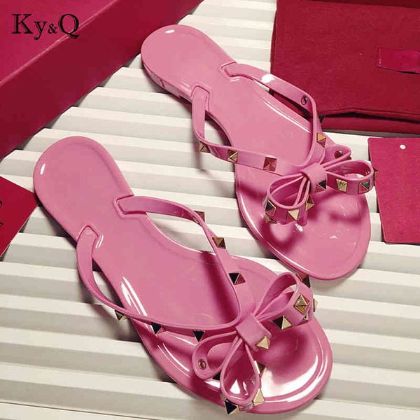 rivets women bow knot flat slippers sandals girls flip flops studded summer shoes cool beach slides jelly 35-41, Black
rivets women bow knot flat slippers sandals girls flip flops studded summer shoes cool beach slides jelly 35-41, Black