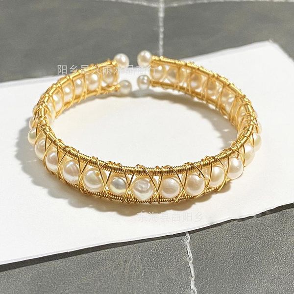bangle graceful freshwater natural pearls geometric cuff bracelets vintage handmade copper wire strand golden female wedding bracelet, Black
bangle graceful freshwater natural pearls geometric cuff bracelets vintage handmade copper wire strand golden female wedding bracelet, Black